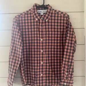 Boys long sleeve plaid button down shirt size large